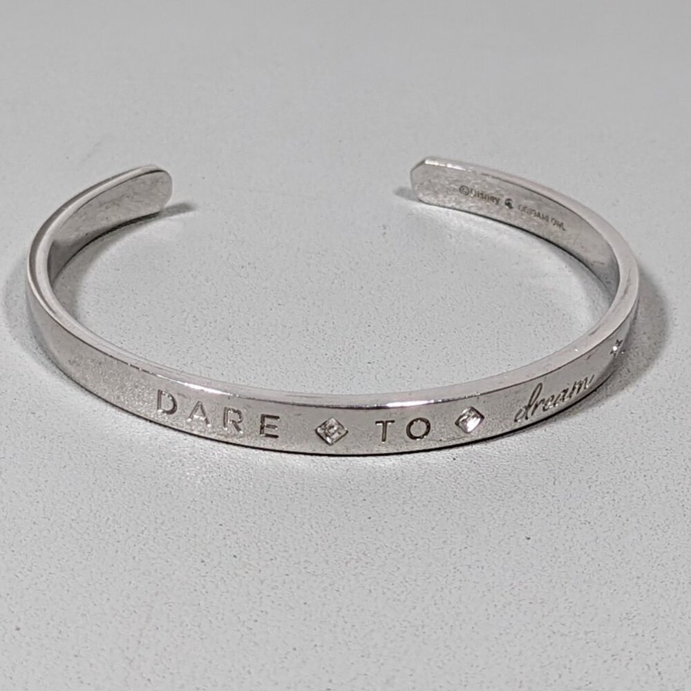 Origami Owl‎ Disney Dare To Dream Silver Tone Open Cuff Bracelet 7 in